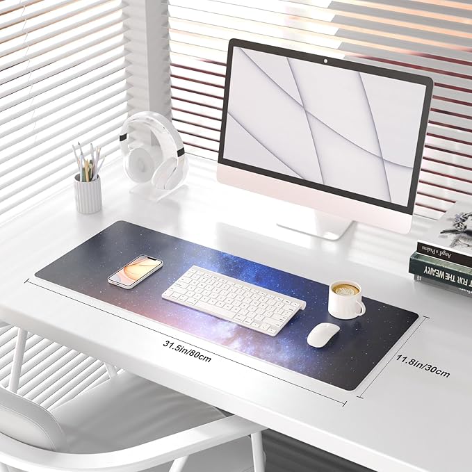 QIYI Large Desk Pad, Milky Way Mouse Pad Desktop Decor, Waterproof PU Leather - Image 2