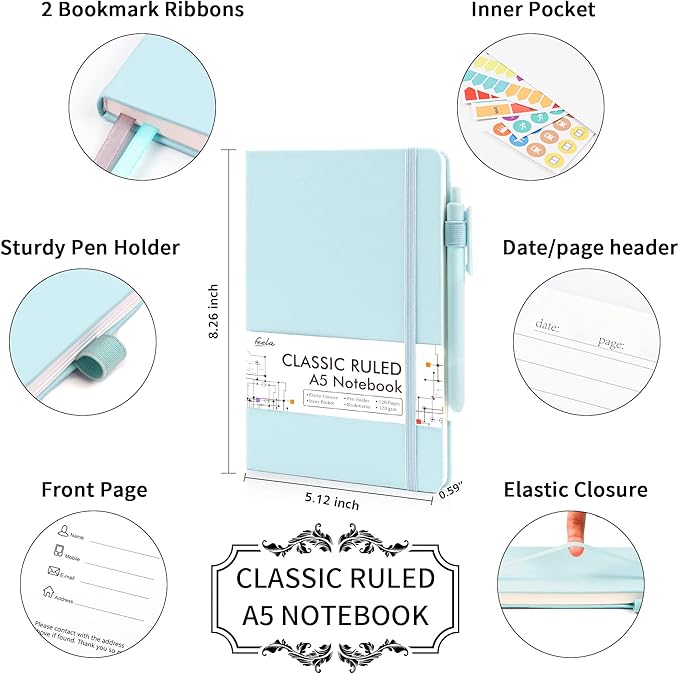 feela 12 Pack Notebooks Journals Bulk, Hardcover Notebook Classic Ruled Lined - Image 2