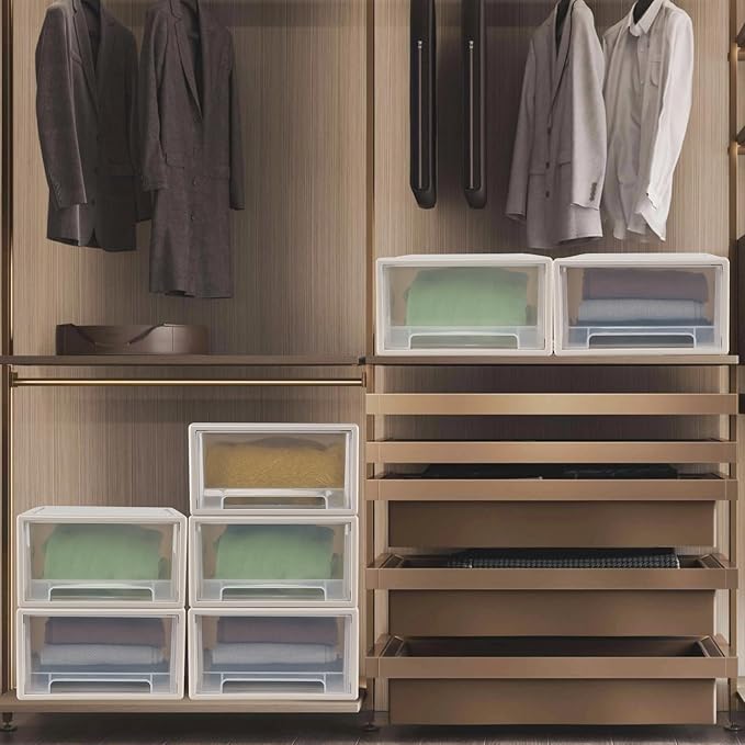 Xyskin 4-Pack 19 Quart Large Stackable Drawer Organizer Unit, Plastic Storage - Image 7