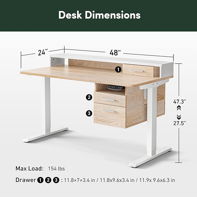 FEZIBO Electric Standing Desk 48 x 24 Inch - Image 2