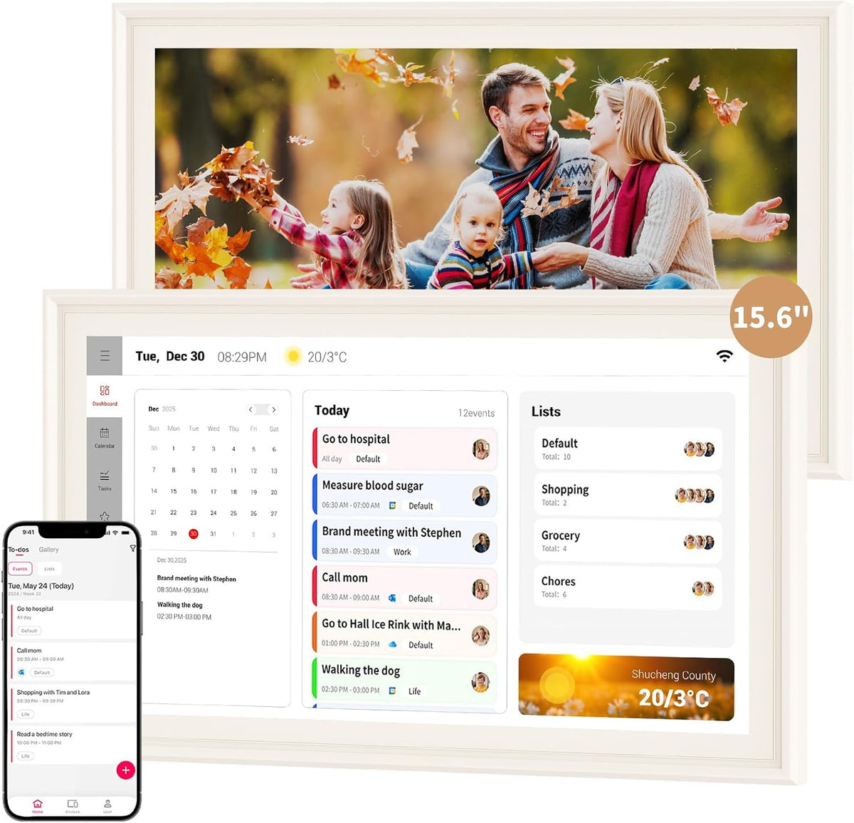 Digital Calendar, Electronic Calendar with 15.6-inch Touch Screen,32GB Smart ...