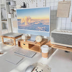 dual monitor stand riser with drawer for desk, main product view