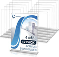 Daofary 12 Pack Acrylic Sign Holder 4 x 6, Double-Sided Stand up Table Top Sign by Daofary
