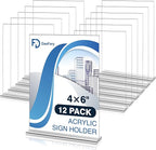 Daofary 12 Pack Acrylic Sign Holder 4 x 6, Double-Sided Stand up Table Top Sign by Daofary