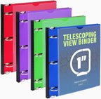WOT I 1 Inch Telescoping 3 Ring Binder 4 Pack, Expandable Flexible Binder by WOTI