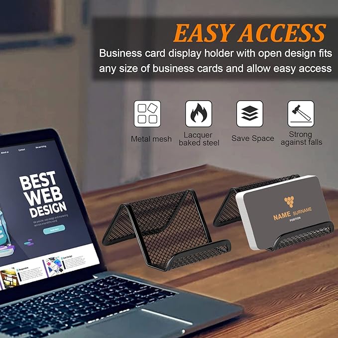 EMOMAS Business Card Holder for Desk, Office Desktop Business Card Display - Image 7