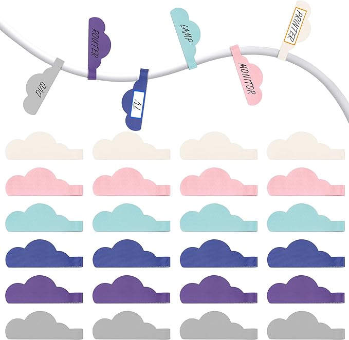 Nearockle 24Pcs Cable Labels for Organizing Wires and Identification, Upgraded by ELECTRONICSORGANIZATION