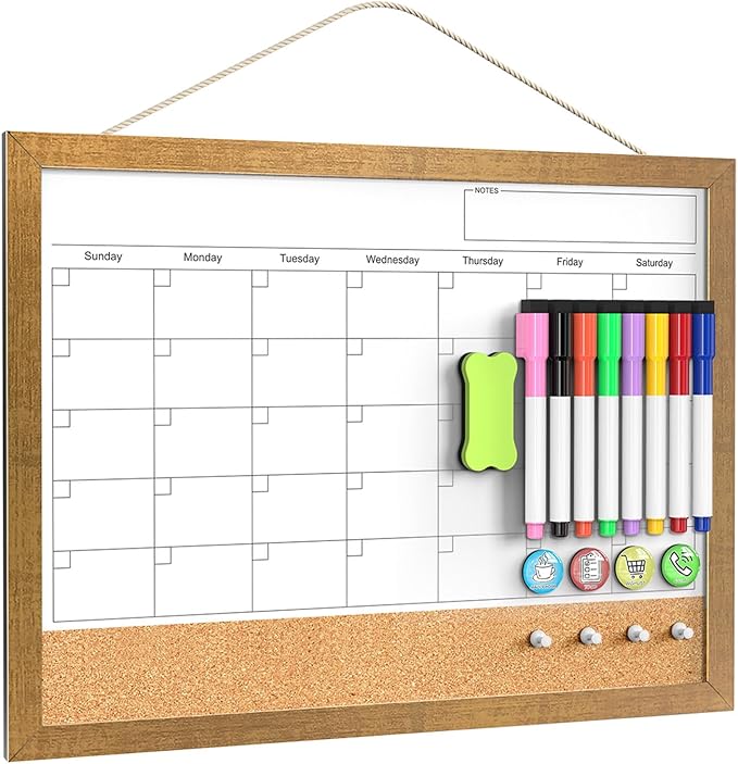 Calendar Whiteboard for Wall, 17x13 Inches White Board Calendar Dry Erase by Tankee