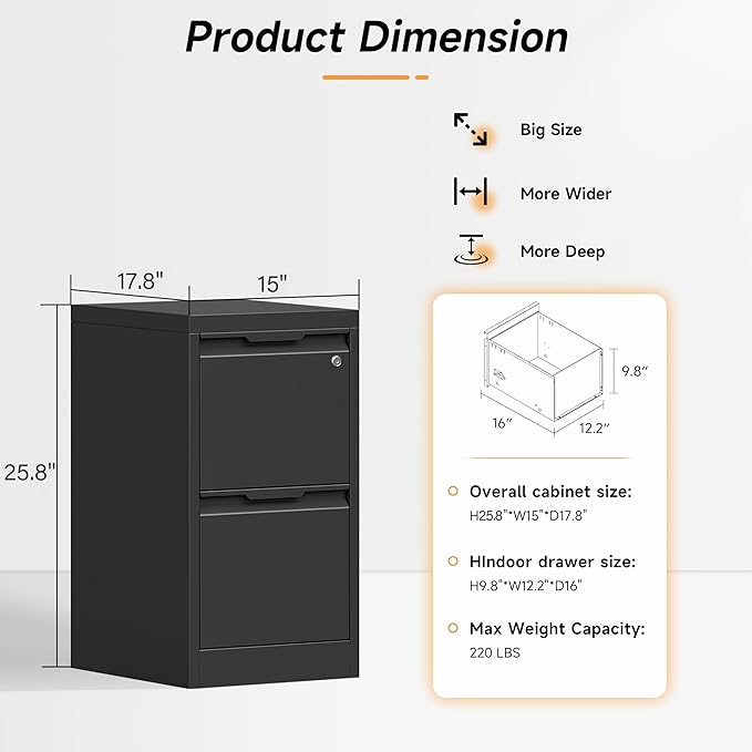 Bestoo 2-Drawer File Cabinet - Image 3