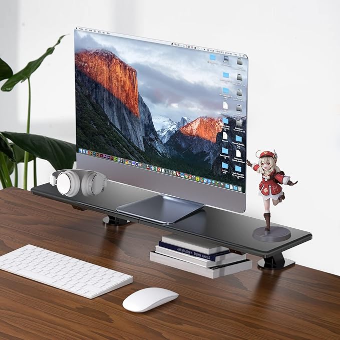 suptek Clamp-on 32 Inch Dual Monitor Desk Mount Riser Shelf Computer Stands - Image 6