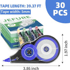 JEFURE 30 Pcs Colorful Correction Tape, 39.4 Ft White Wrong Out Tear-Resistant - Image 2