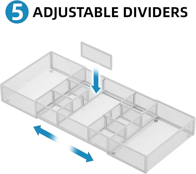 Marbrasse Expandable Desk Drawer Organizer, Mesh Drawer Organizer Tray - Image 3