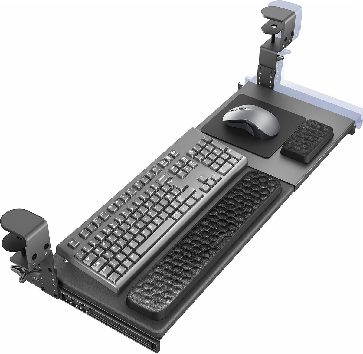 VIVO Black Clamp-on 23” to 30” x 11" Adjustable Keyboard Tray, Mount-KBST1