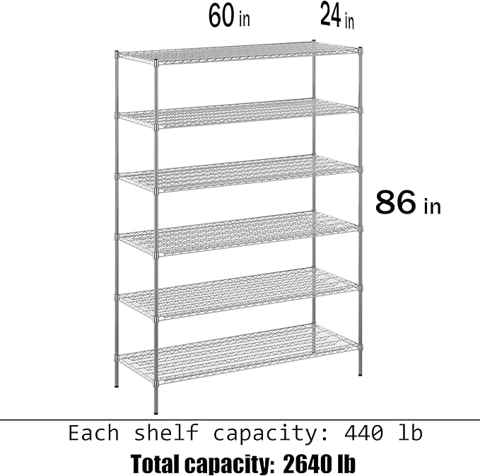 Regal Altair 24" Deep x 60" Wide x 86" Height Wire Shelving Kit | 6-Tier | NSF - Image 3