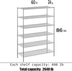 Regal Altair 24" Deep x 60" Wide x 86" Height Wire Shelving Kit | 6-Tier | NSF - Image 3