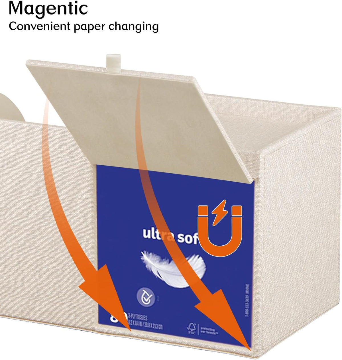 PU Leather Tissue Box Cover Square with Drawer Storage and Tray on Top
