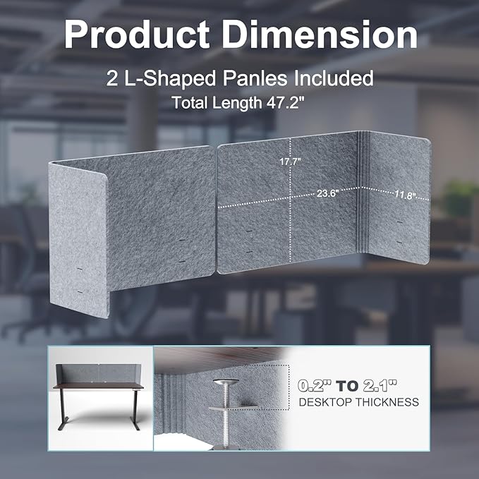 ERGO COLLECT Desk Privacy Panel, 2-in-1 Adjustable Acoustic Desktop Partition - Image 6