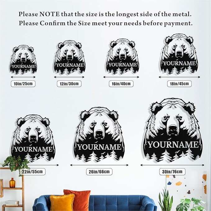 Custom Bear Metal Sign, Custom Bear Metal Wall Art Decor, Personalized Last - Image 7