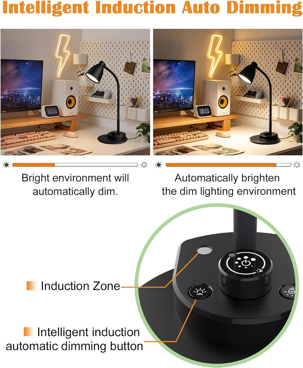 bohon led desk lamp with usb charging port showing dimensions