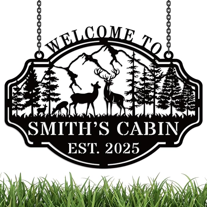 Personalized Deer Hunting Metal Cabin Sign, Custom Outdoor Hunting Decor by HZYCYYFC