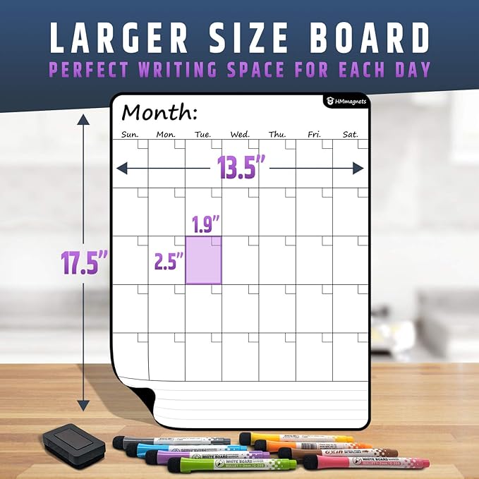 Large Dry-Erase Magnetic Monthly Calendar + Free Bonus: 3 Grocery/to-Do List - Image 3