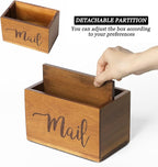 LBEMEY Mail Holder Storage Organizer Box, Acacia Wood Mail Organizer Countertop - Image 5