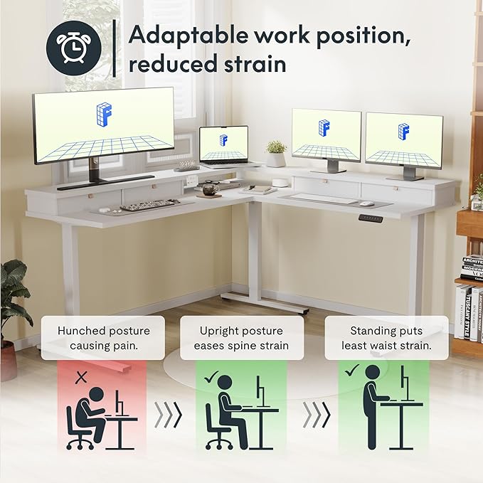 FLEXISPOT 71" Large L Shaped Standing Desk Electric Corner Table - Image 9