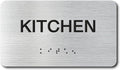KITCHEN Signs with Raised Text & Grade 2 Braille, Brushed Aluminum/Silver by EliteSign