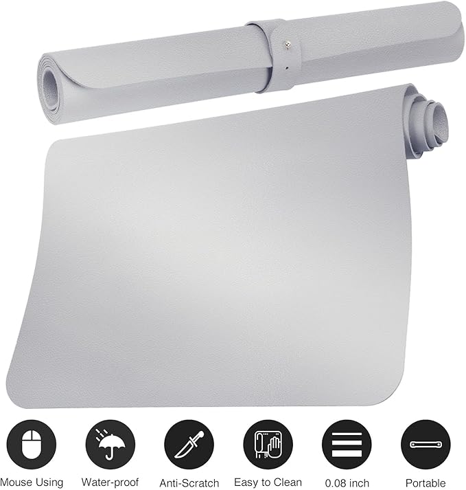 Boutilon Leather Desk Pad Protector, Non-Slip Mouse Pad, Laptop Desk Pad - Image 3