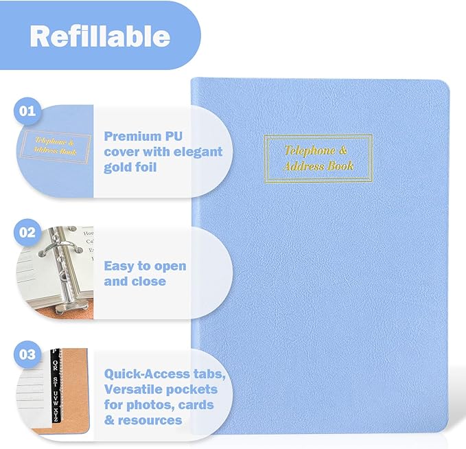 Reﬁllable Address Book with Alphabetical Tabs, 48 Passwords Combo Book - Image 2