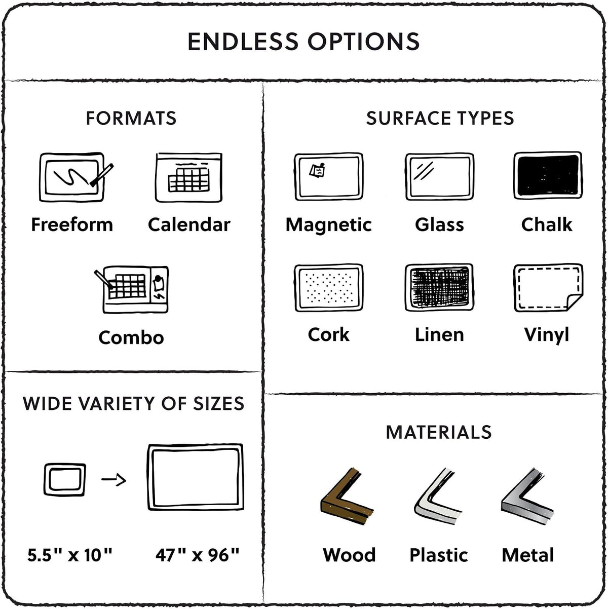 U Brands 24" x 36" Magnetic White Board with Markers, Black Metal F...