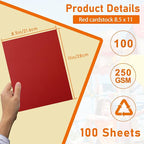 100 Sheets Christmas Red Cardstock 8.5 x 11 Scrapbooking Paper, 92lb - Image 2