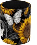 Leather Pen Holder for Desk Sunflower Butterfly Pencil Cup Desktop Organizer by Unknown