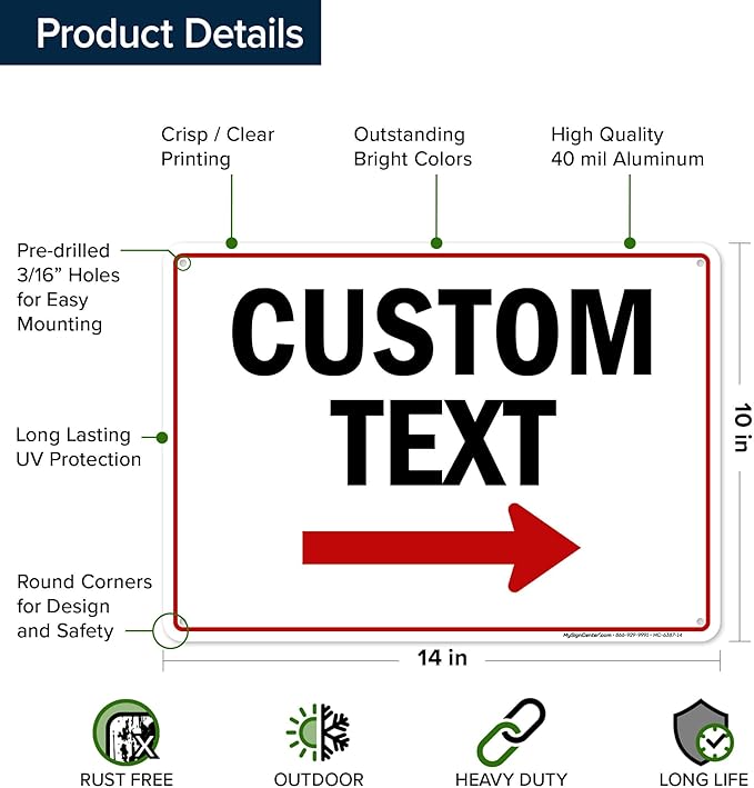 Custom Arrow, Custom Directional Sign, Right Arrow, 10x14 Inches, Rust Free - Image 6