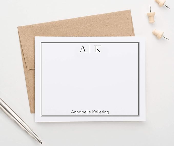 Classic Personalized Two Letter Stationary Monogram Stationary Set - Image 3