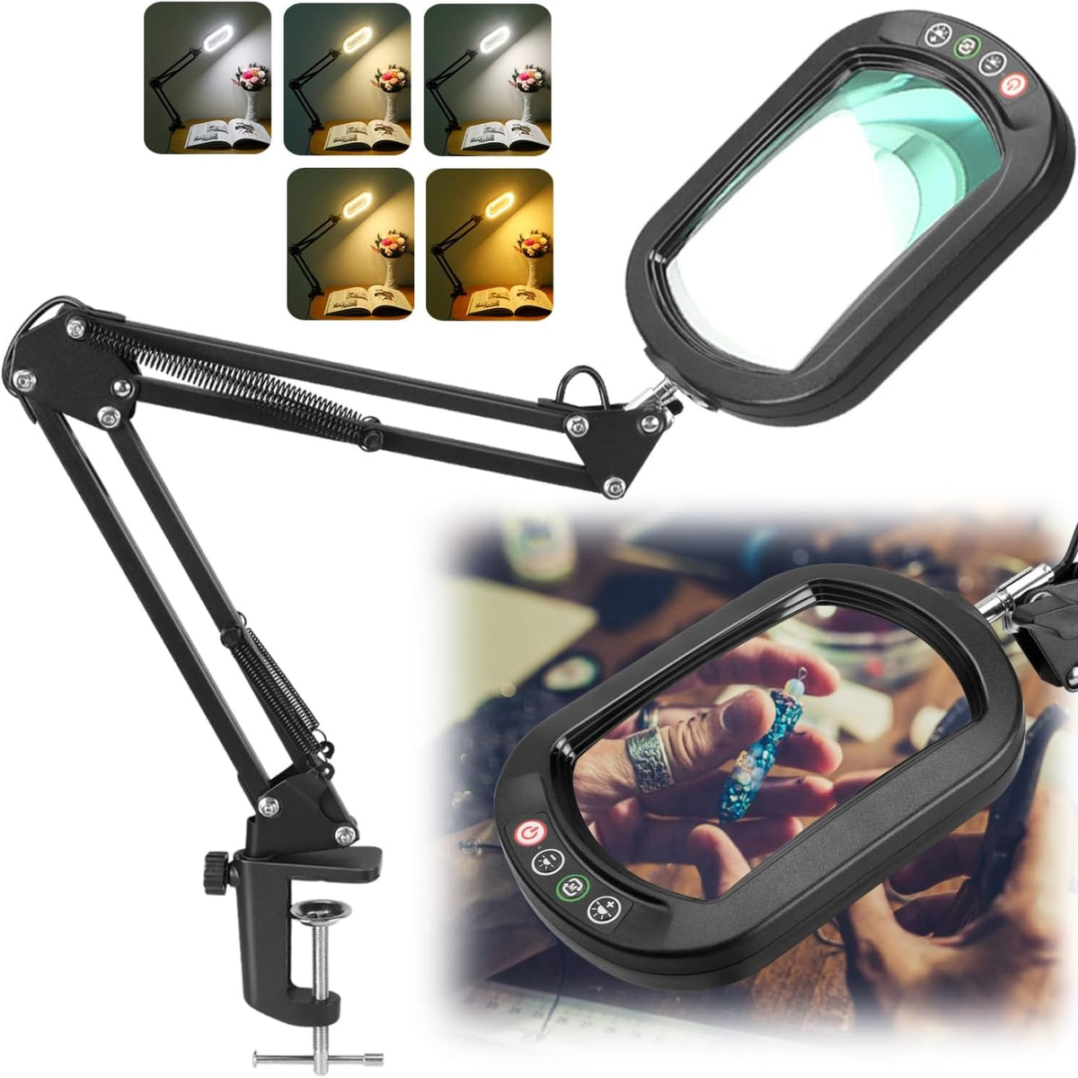 IVMAIE 12X Magnifying Glass with Light, Rectangle Real Glass Lens