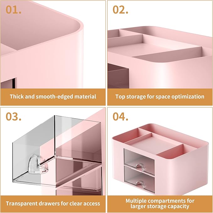 Marbrasse Pen Organizer with 2 Drawer, Desk Organizers and Accessories with 5 - Image 6