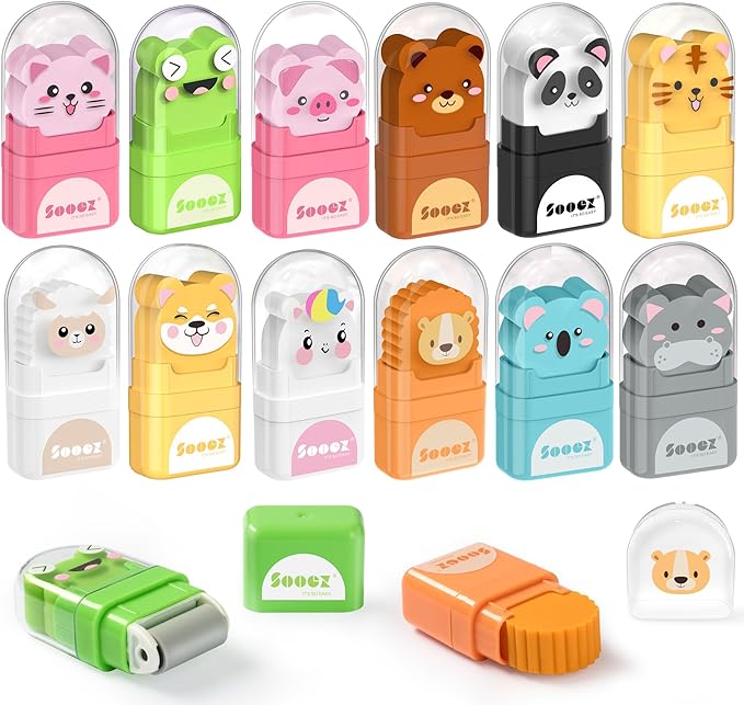 Sooez 12 Pack Pencil Erasers, Cute Animal Eraser by Sooez