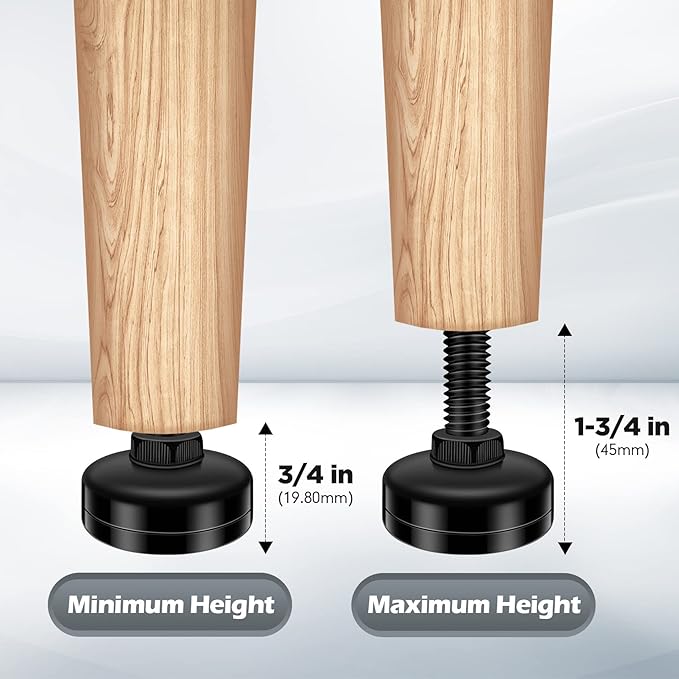 Holimax 10 Set Adjustable Furniture Leveling Feet, Adjustable Leg Levelers - Image 3