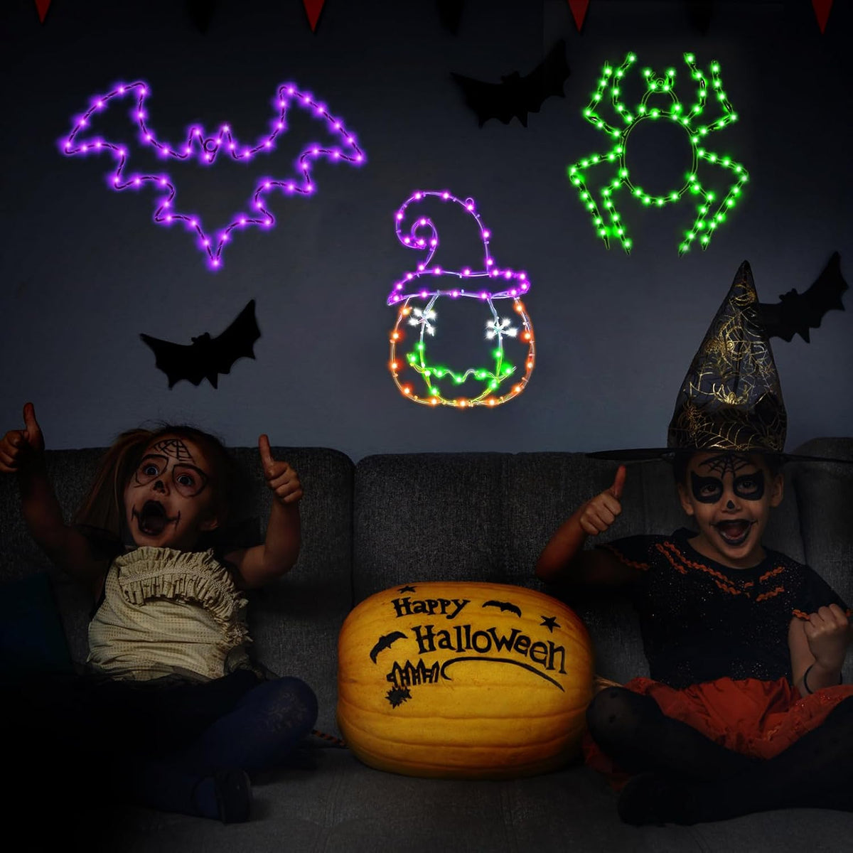 Halloween Window Lights, 3 Pack LED Waterproof Timer Indoor Decor