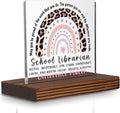 School Librarian Appreciation Gift Desk Sign, Leopard Rainbow Difference Maker by Pariveca