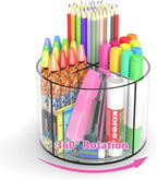 Wawocs Small Pencil Organizer for Desk Acrylic 4 Compartments, Tiny Rotating by Wawocs