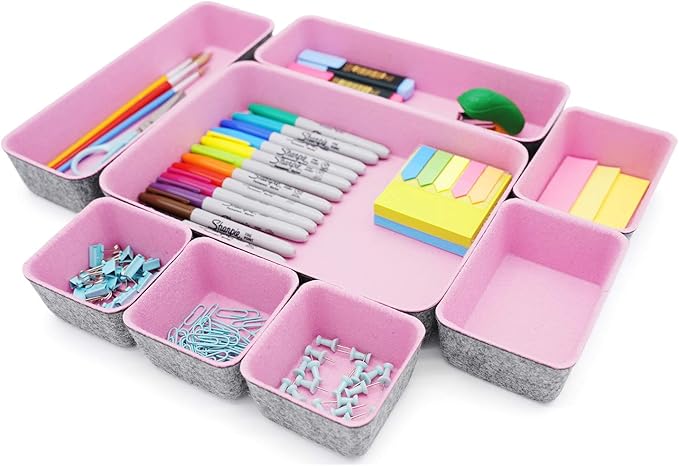 Welaxy desk drawer organizers tray felt storage bin caddy - Image 3