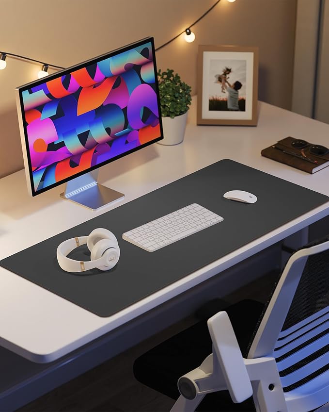 Leather Desk Pad Protector, Mouse Pad, Office Desk Mat, Non-Slip PU Leather - Image 6