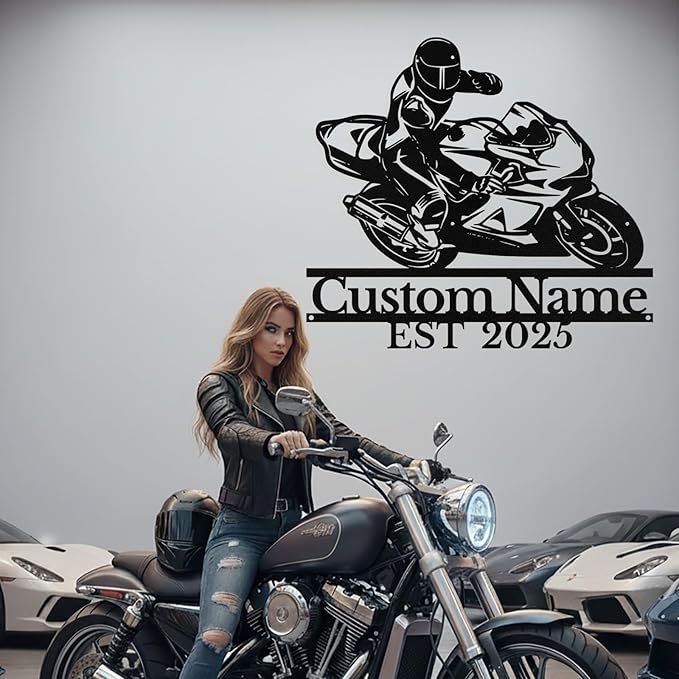Personalized Motorcycle Metal Sign Custom Biker Name Sign Dirt Bike Wall Decor - Image 5