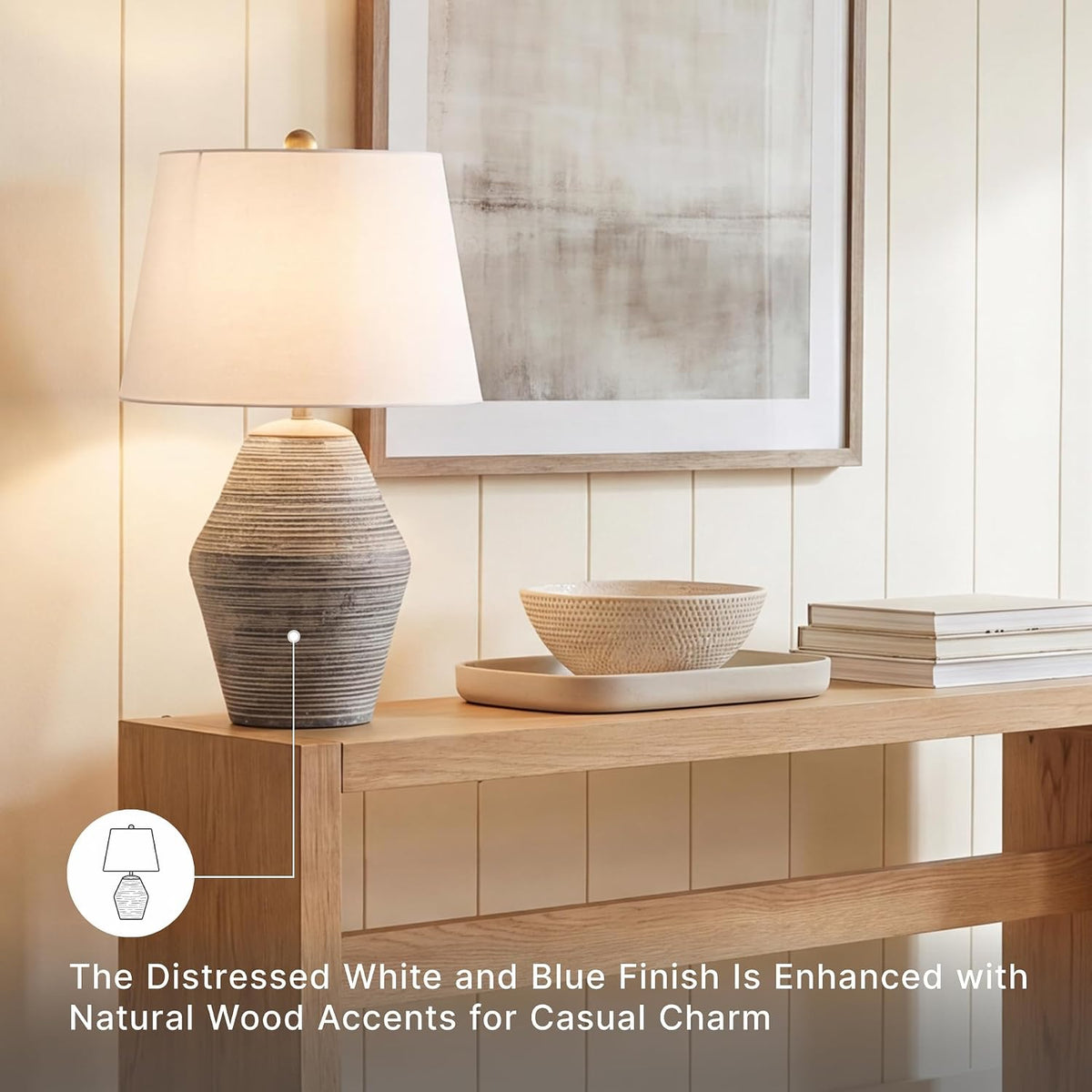 Signature Design by Ashley 1-Piece Table Lamp, Blue Terracotta