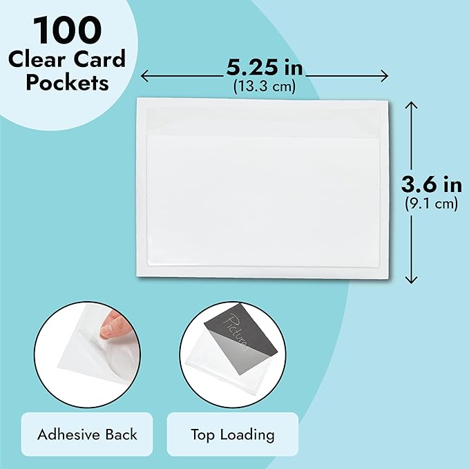 Juvale 100-Pack Clear Index Card Pockets - Image 5