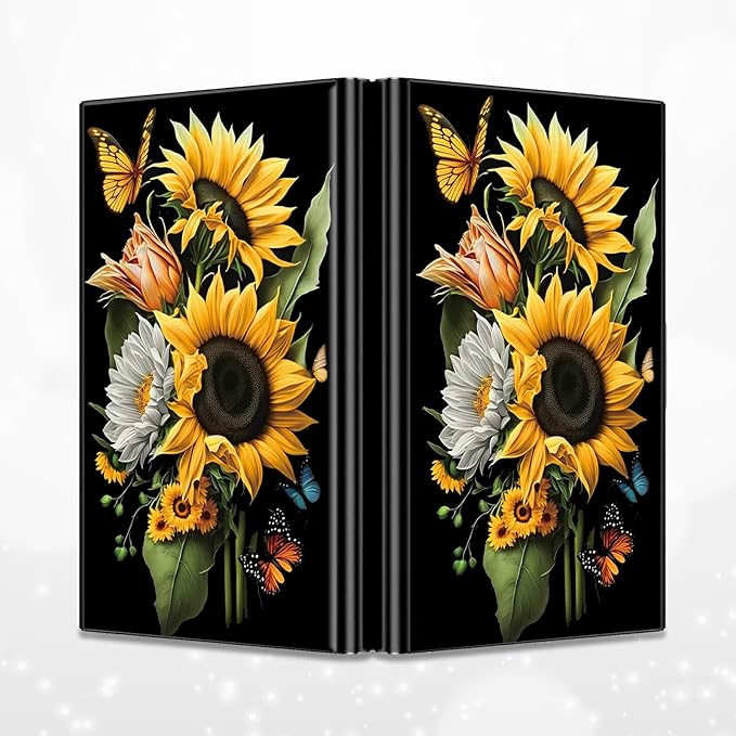 BWEGRHE Slim Credit Card Holder, Sunflowers Butterfly RFID Blocking Metal Wallet - Image 4