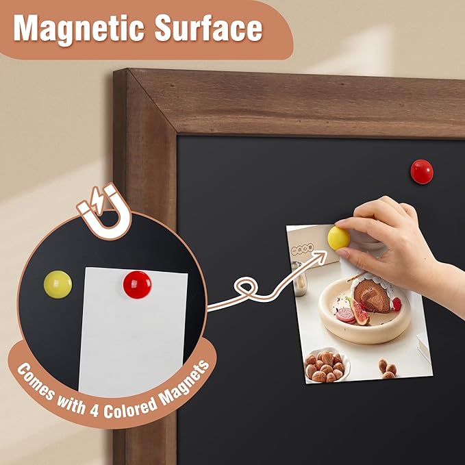 SELEAD 100% Real Wood Frame Magnetic Chalkboard Words Sign - Image 5