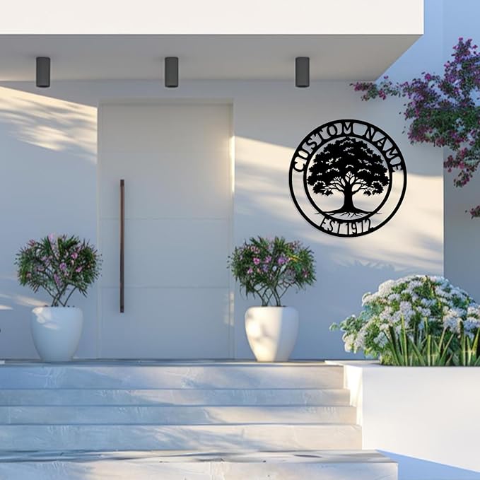 Custom oak Tree of Life, Oak Tree Family Monogram, Custom Metal Signs, - Image 3
